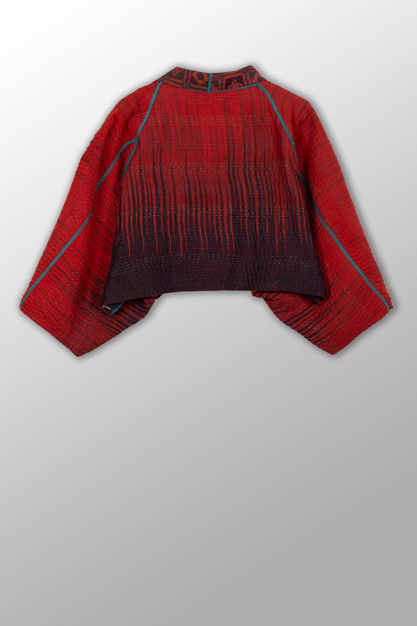 COTTON OVERDYE KANTHA PUFF SLV. SHRUG - ov4062-cred008a -