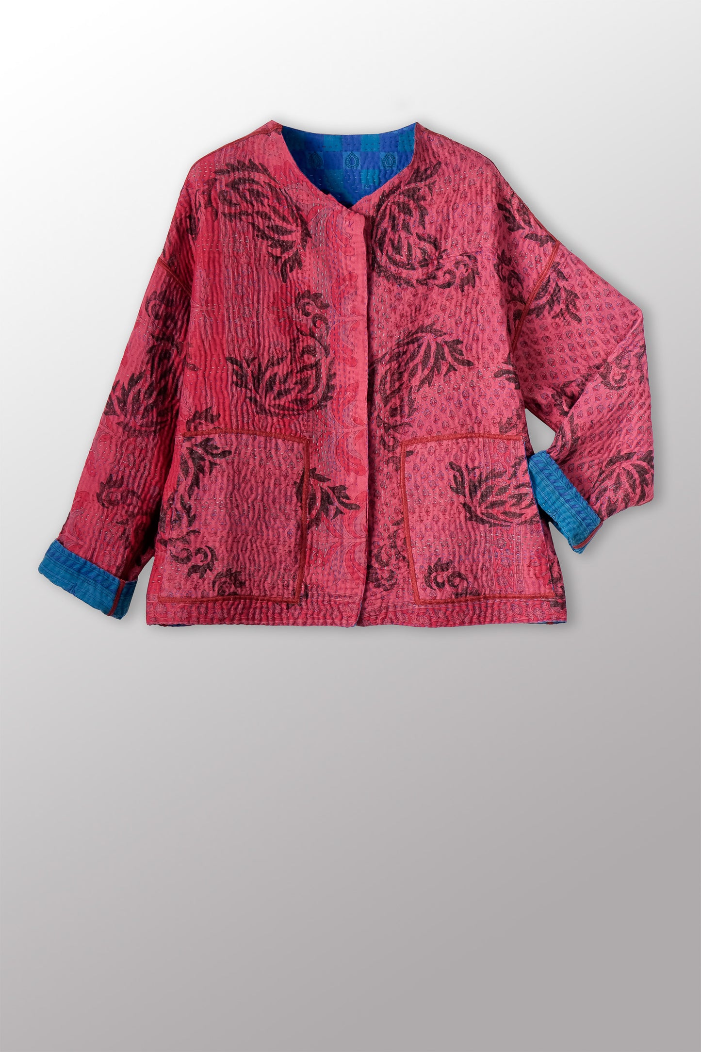 COTTON OVERDYE KANTHA CREW NECK SHORT JKT - ov4053-cblu011a -