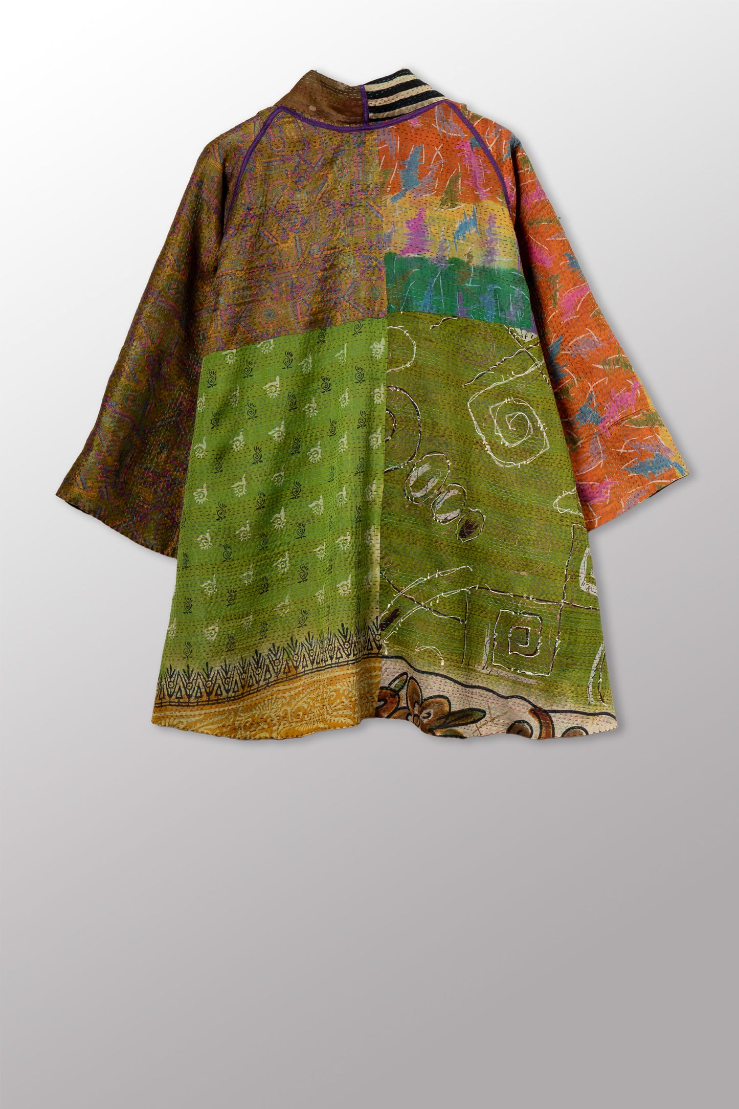 VINTAGE SILK KANTHA KIMONO JKT - sv2004-0037a -