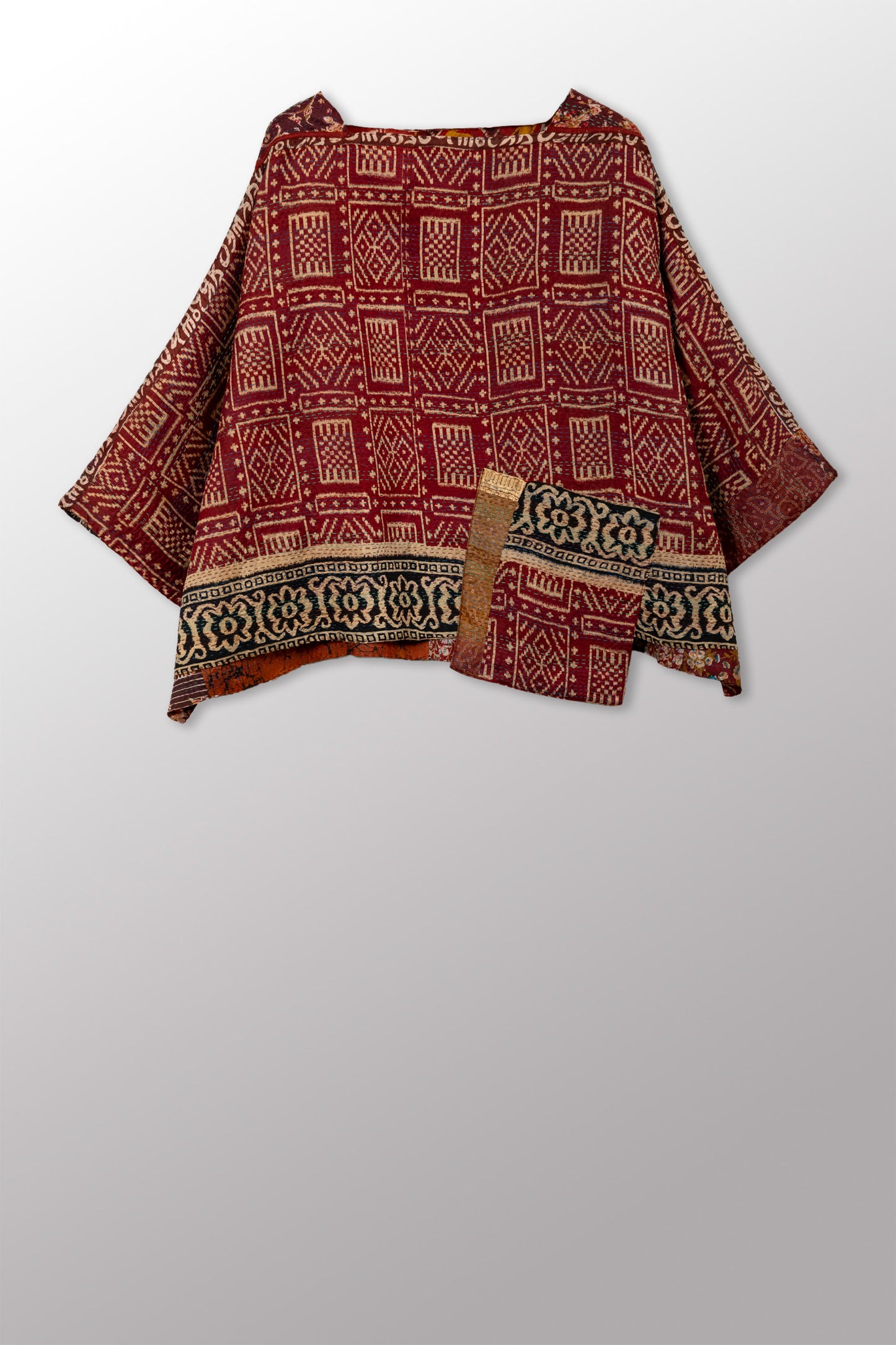 VINTAGE SILK KANTHA 3/4 SLV. CROP TOP MIO - sv2538-0020a -