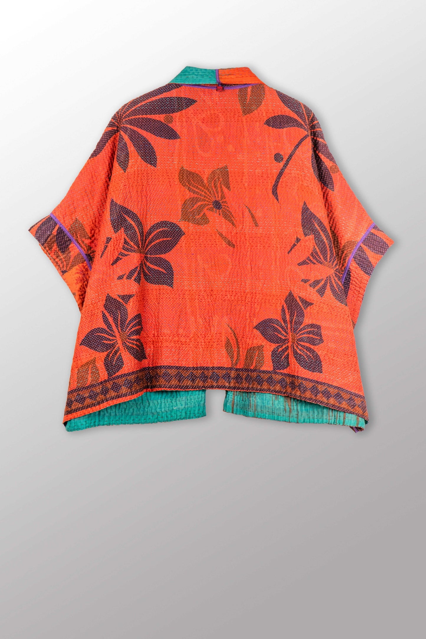 VINTAGE COTTON KANTHA MINI PONCHO - cv4060-0061a -
