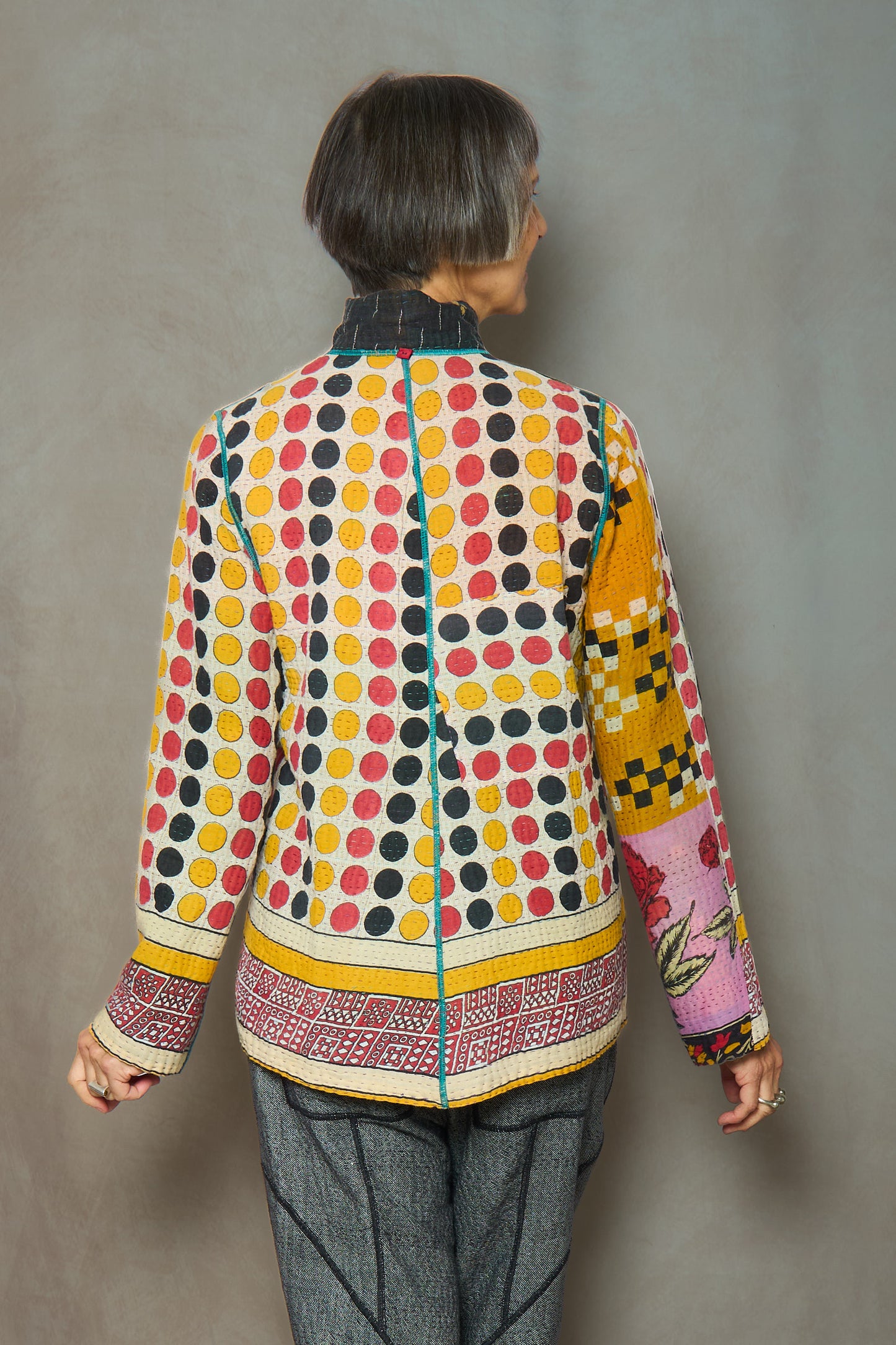 VINTAGE COTTON KANTHA SIMPLE JKT - cv4022-0094m -