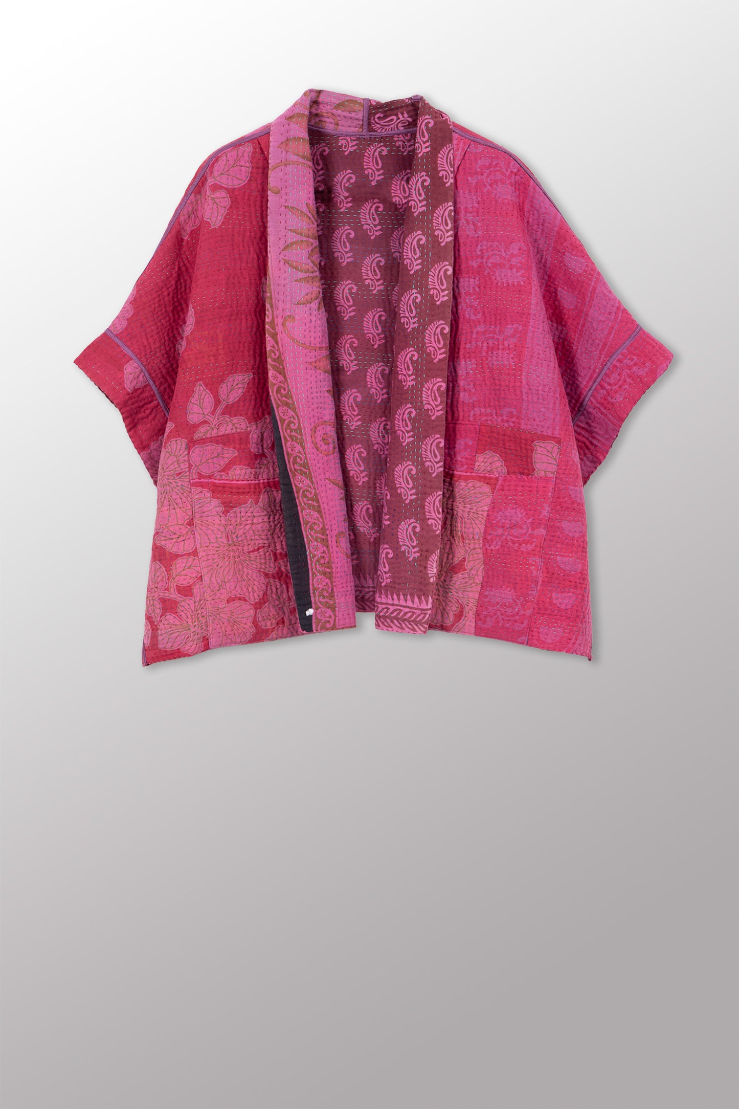 COTTON OVERDYE KANTHA MINI PONCHO - ov4060-cpik001a -