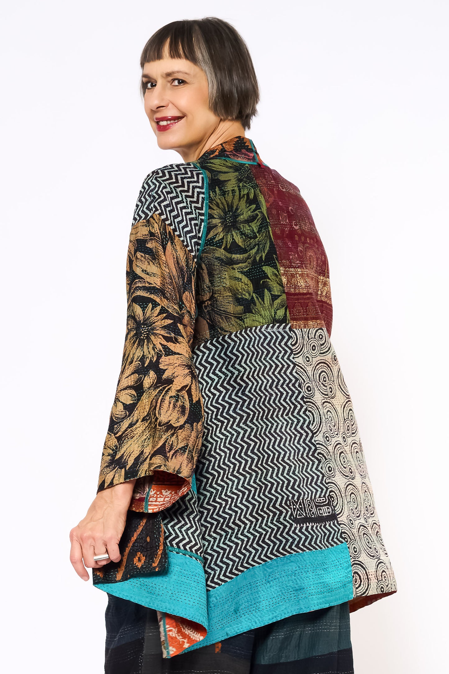 VINTAGE SILK KANTHA A-LINE JKT - sv2003-0413a -