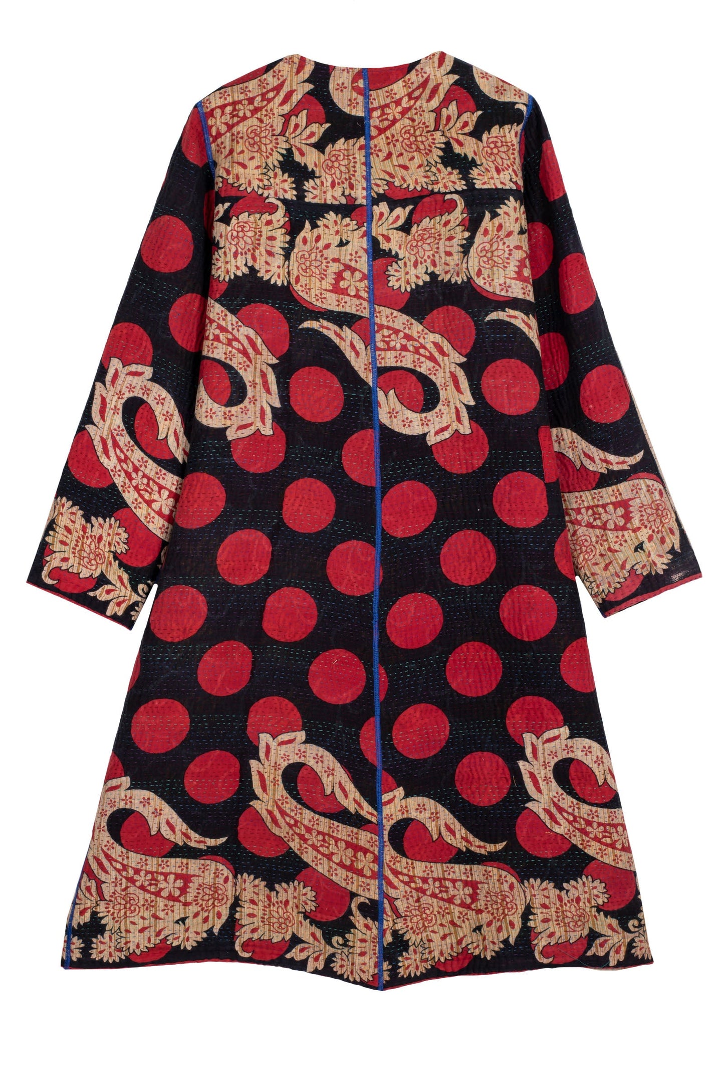 VINTAGE COTTON KANTHA CREW NECK COAT - cv4313-0013a -