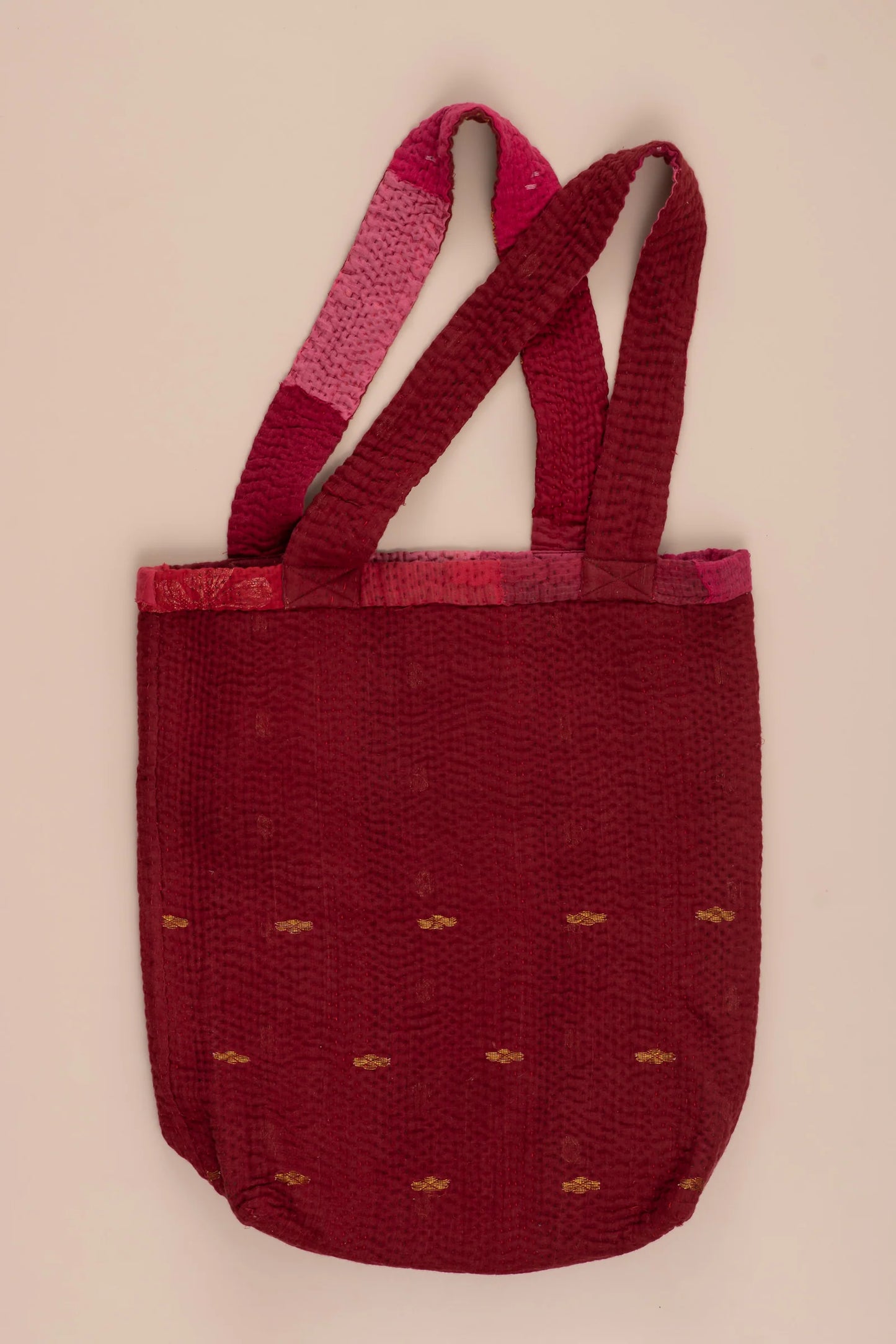 Landscape Handmade Vintage Kantha Tote Bag -Red
