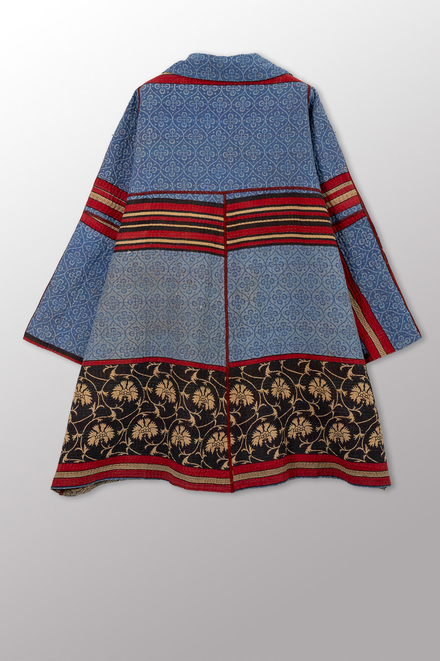 VINTAGE COTTON KANTHA A-LINE DUSTER - cv4311-0113a -