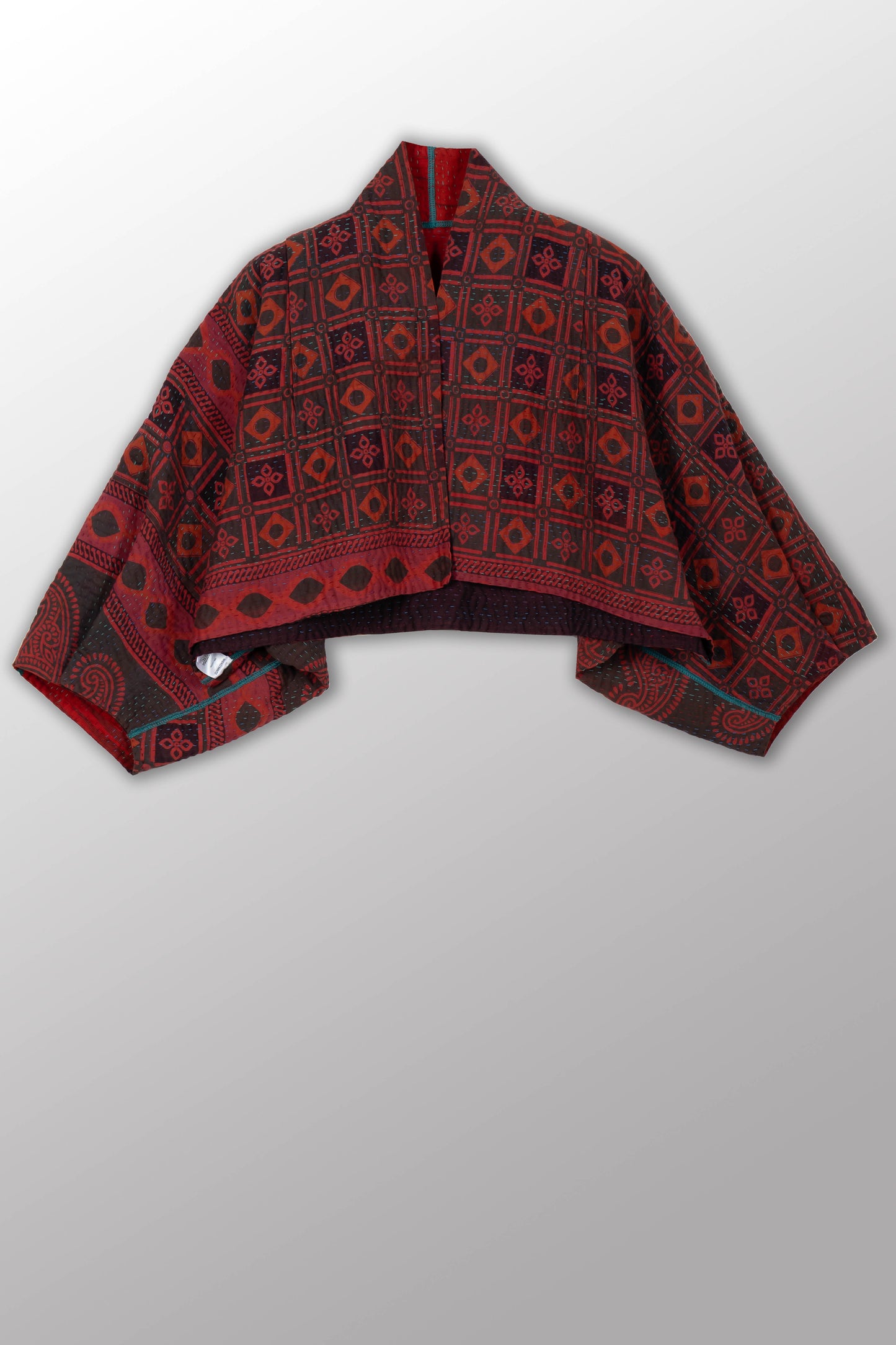 COTTON OVERDYE KANTHA PUFF SLV. SHRUG - ov4062-cred008a -