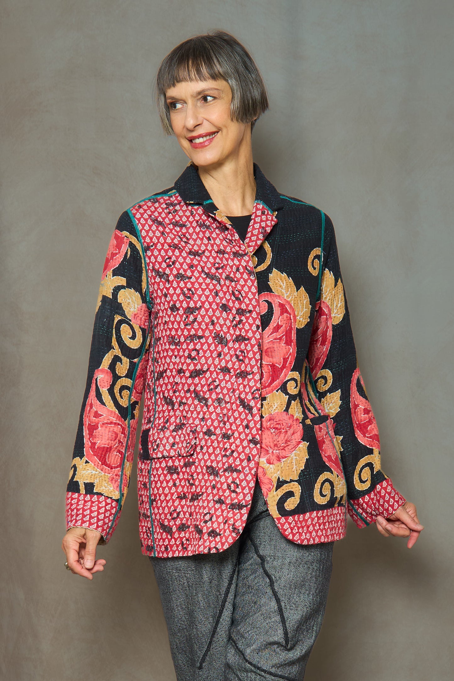 VINTAGE COTTON KANTHA BASIC JKT - cv4052-0022m -