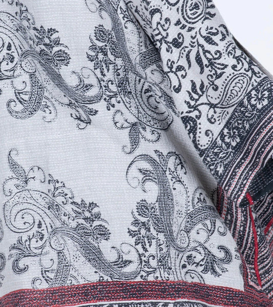 COTTON PAISLEY KANTHA FRONT WRAP PANTS - cp2631-wht -