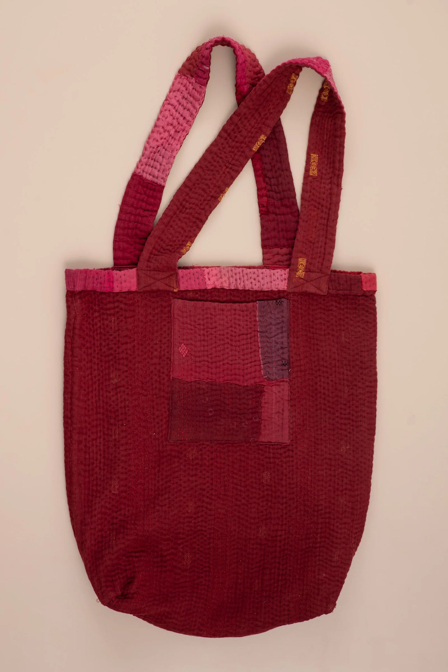 Landscape Handmade Vintage Kantha Tote Bag -Red