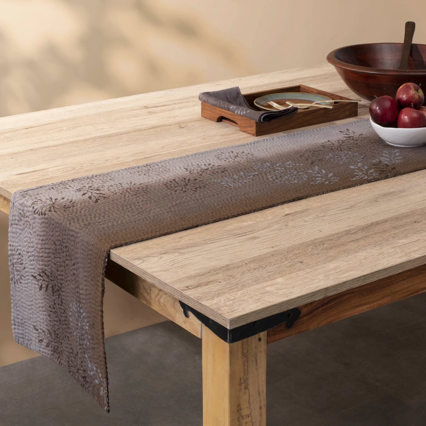 Ombre Patch Kantha Table Runner - Chocolate