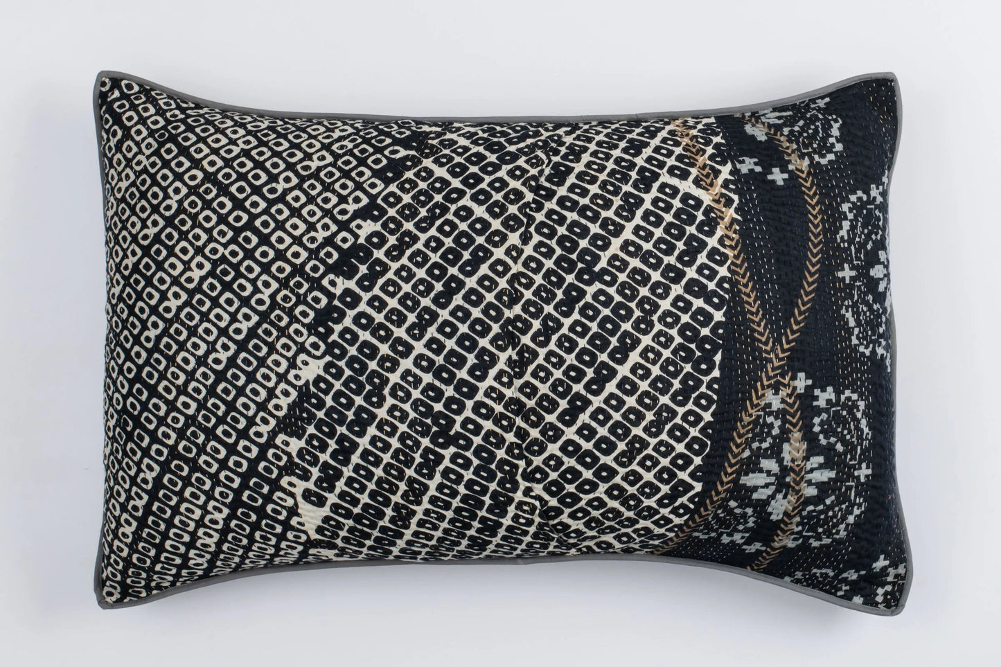 Kimono Print  Black Pillow