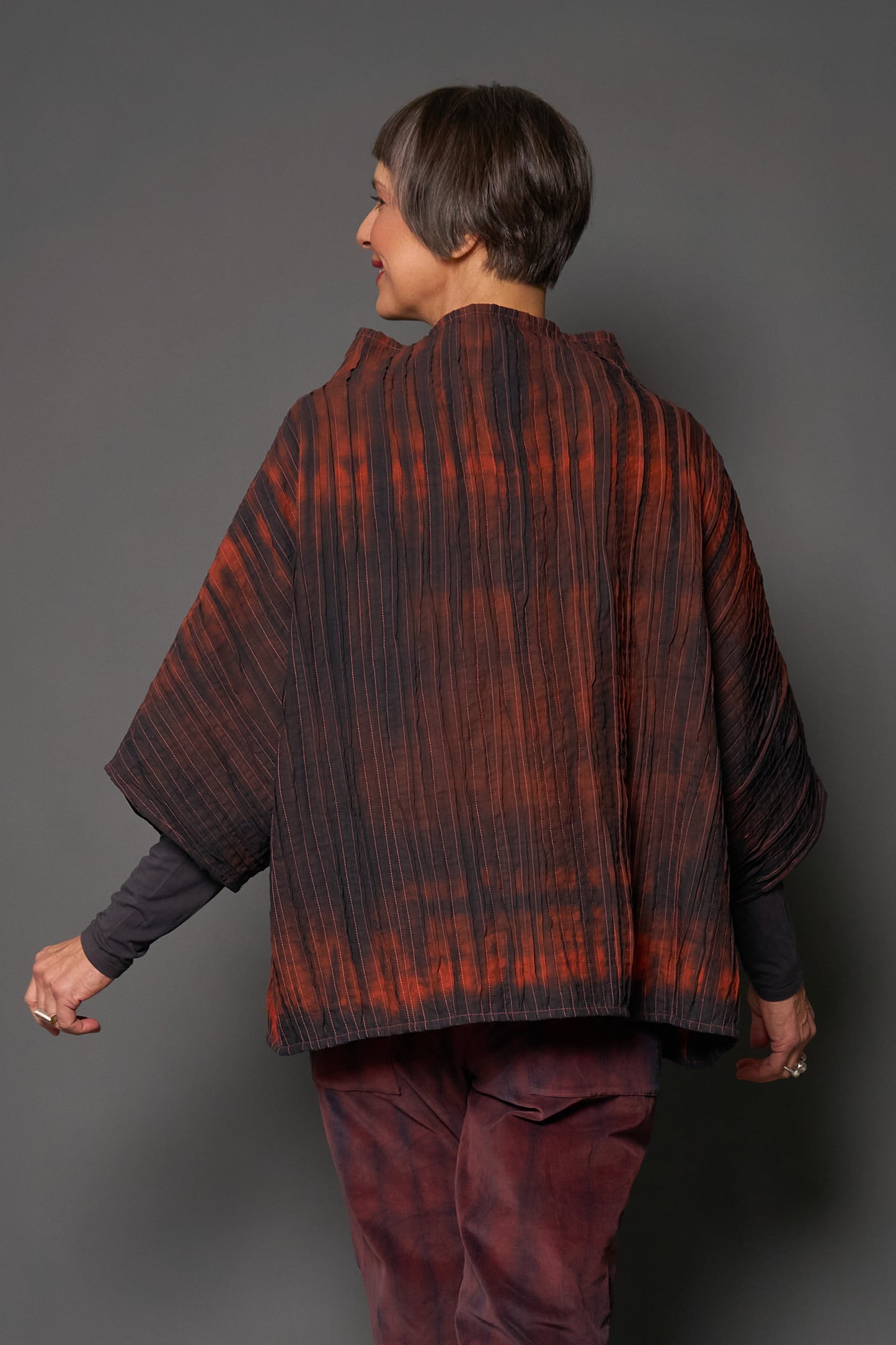 MONE COTTON RIPPLE TUCK PONCHO VEST - mn1249-org -