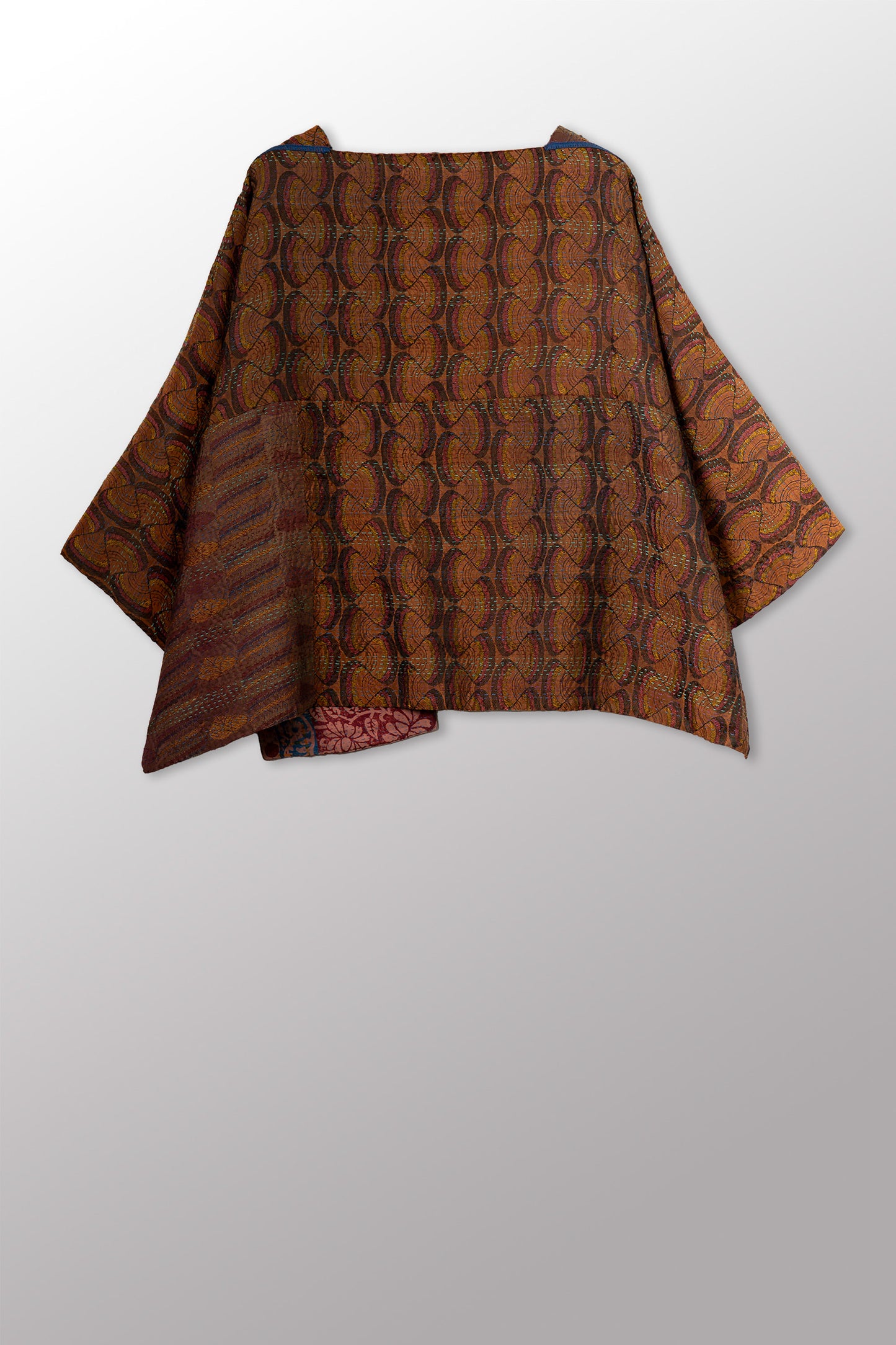 GEORGETTE JACQUARD VINTAGE SILK PATCH KANTHA 3/4 SLV. CROP TOP MIO - gj2538-0001a -