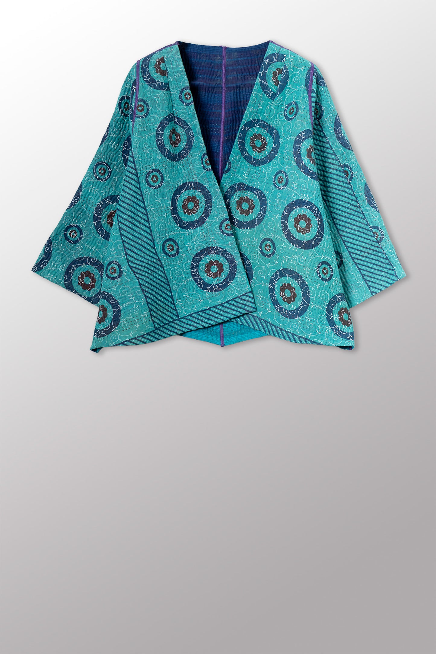 VINTAGE COTTON KANTHA BELL SHAPE JKT - cv4048-0050a -