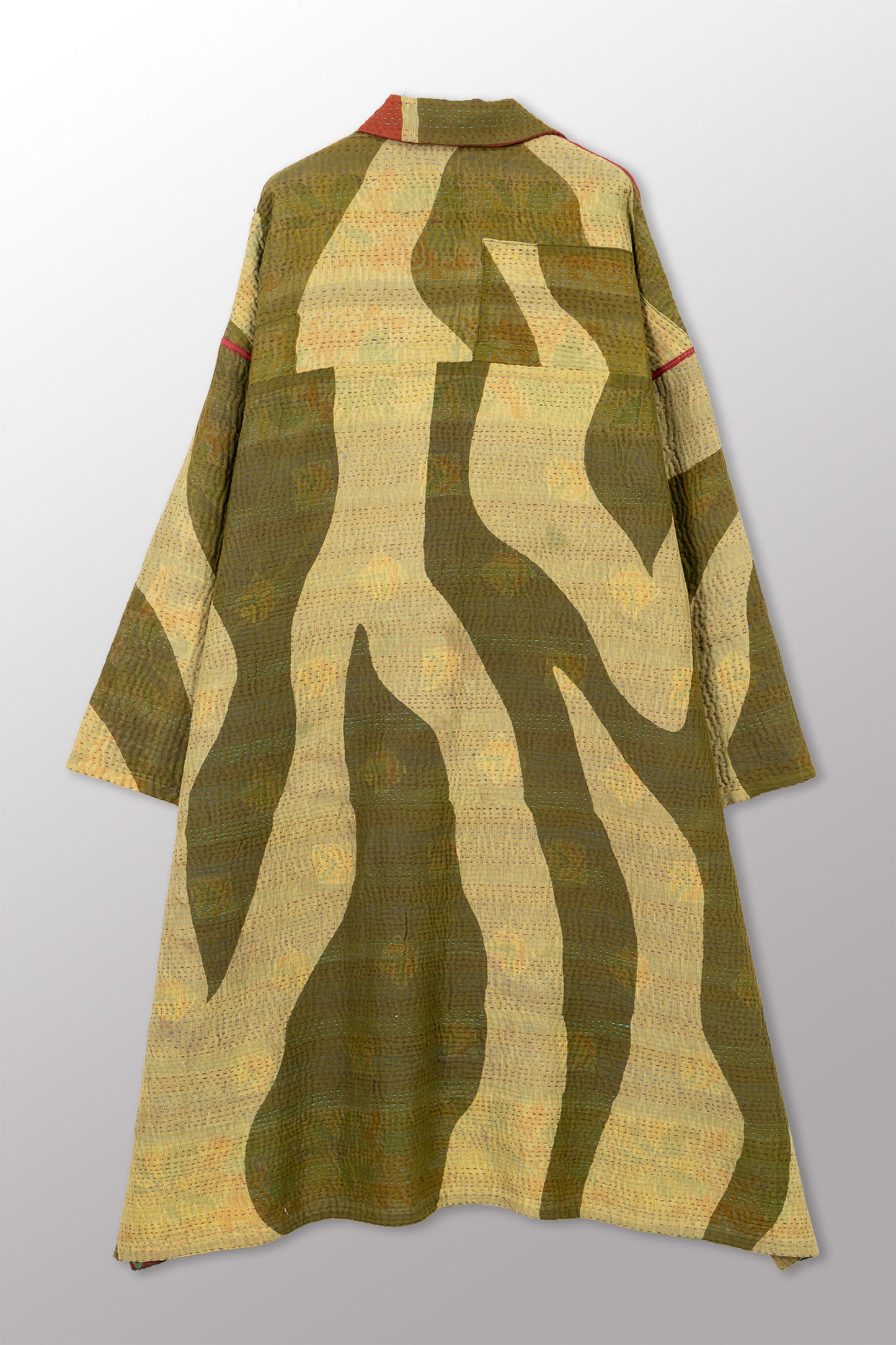 COTTON OVERDYE KANTHA NEW OVERSIZED COAT - ov4342-cgrn001a -