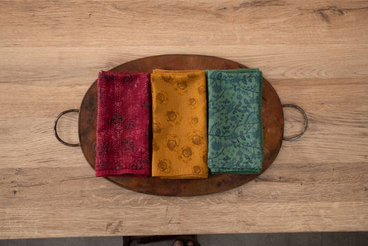 Printed Fray Handmade Napkins- Sage (Set of 2)