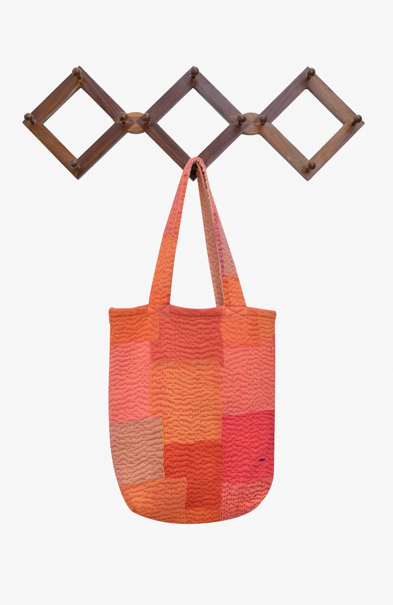 Mosaic Fray Handmade Vintage Kantha Tote Bag -Carrot