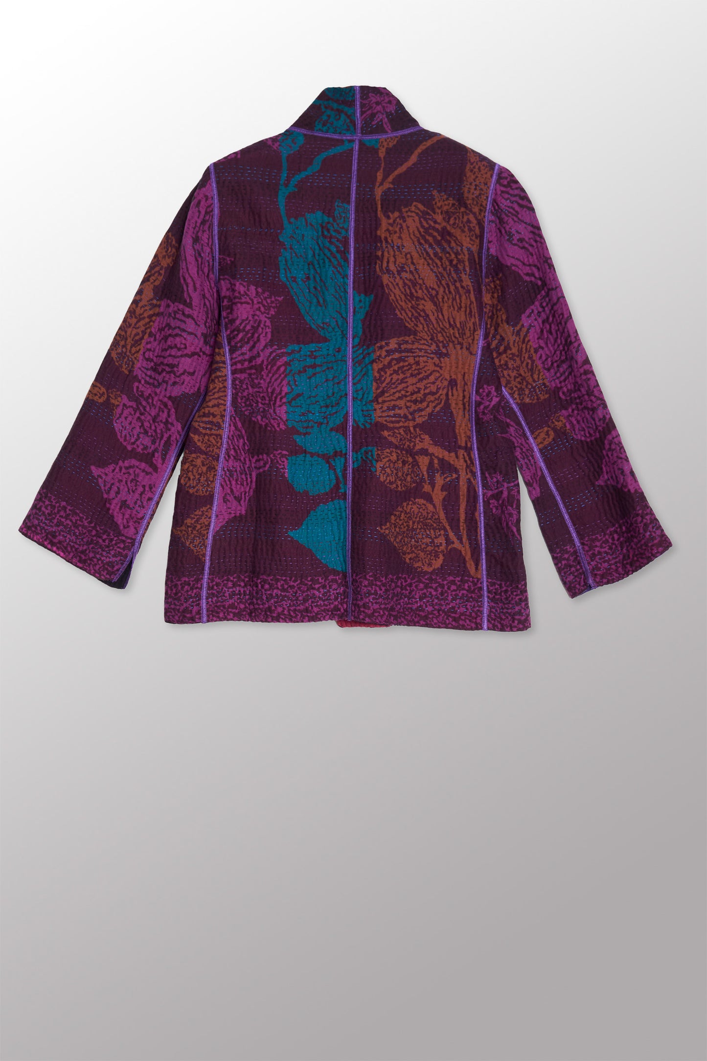 NIGHT FLOWERS KANTHA SHORT JACKET - nl4007-prp -