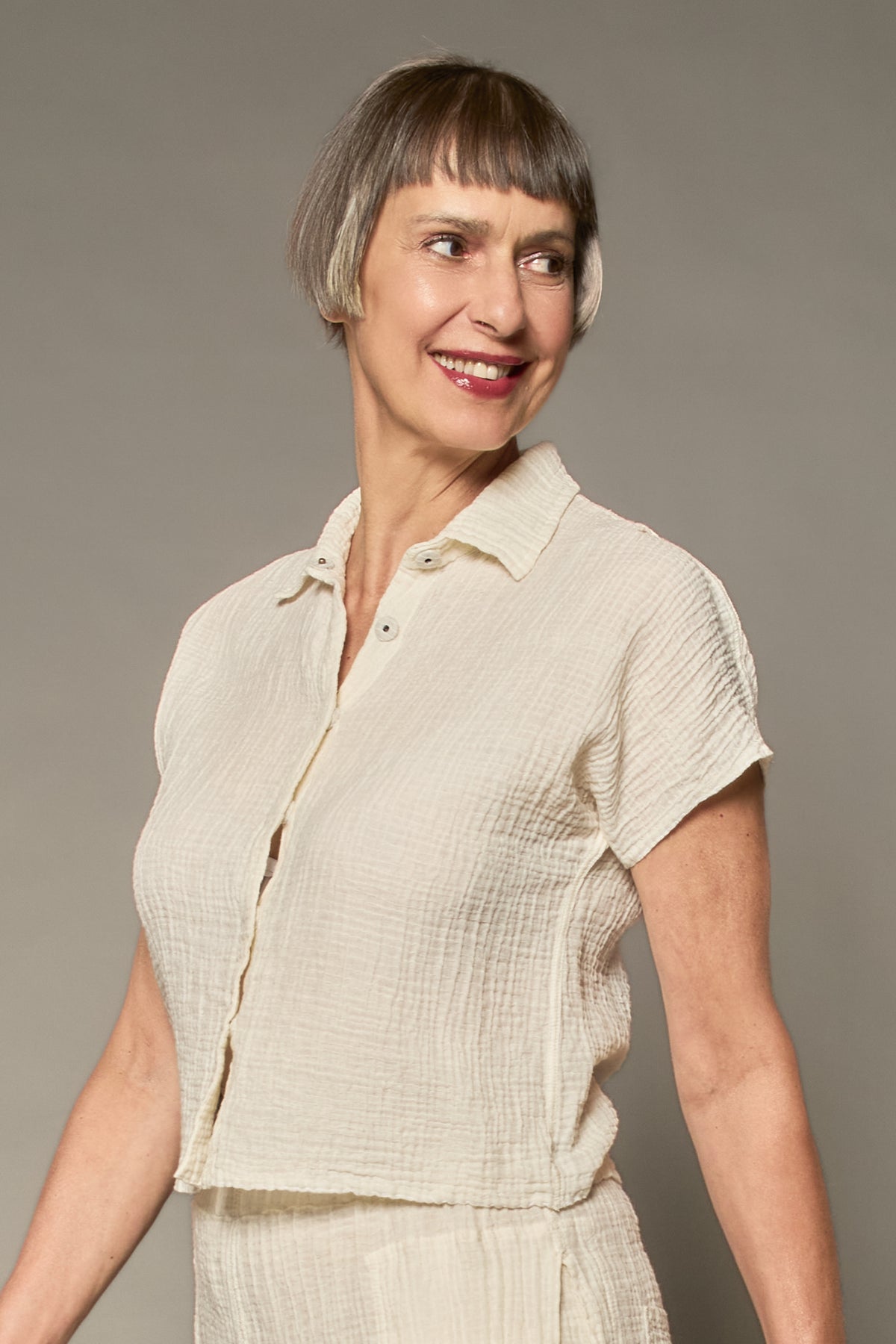 RIPPLE KANTHA ESSENTIAL SHIRT BLOUSE - rp2t111-wht -