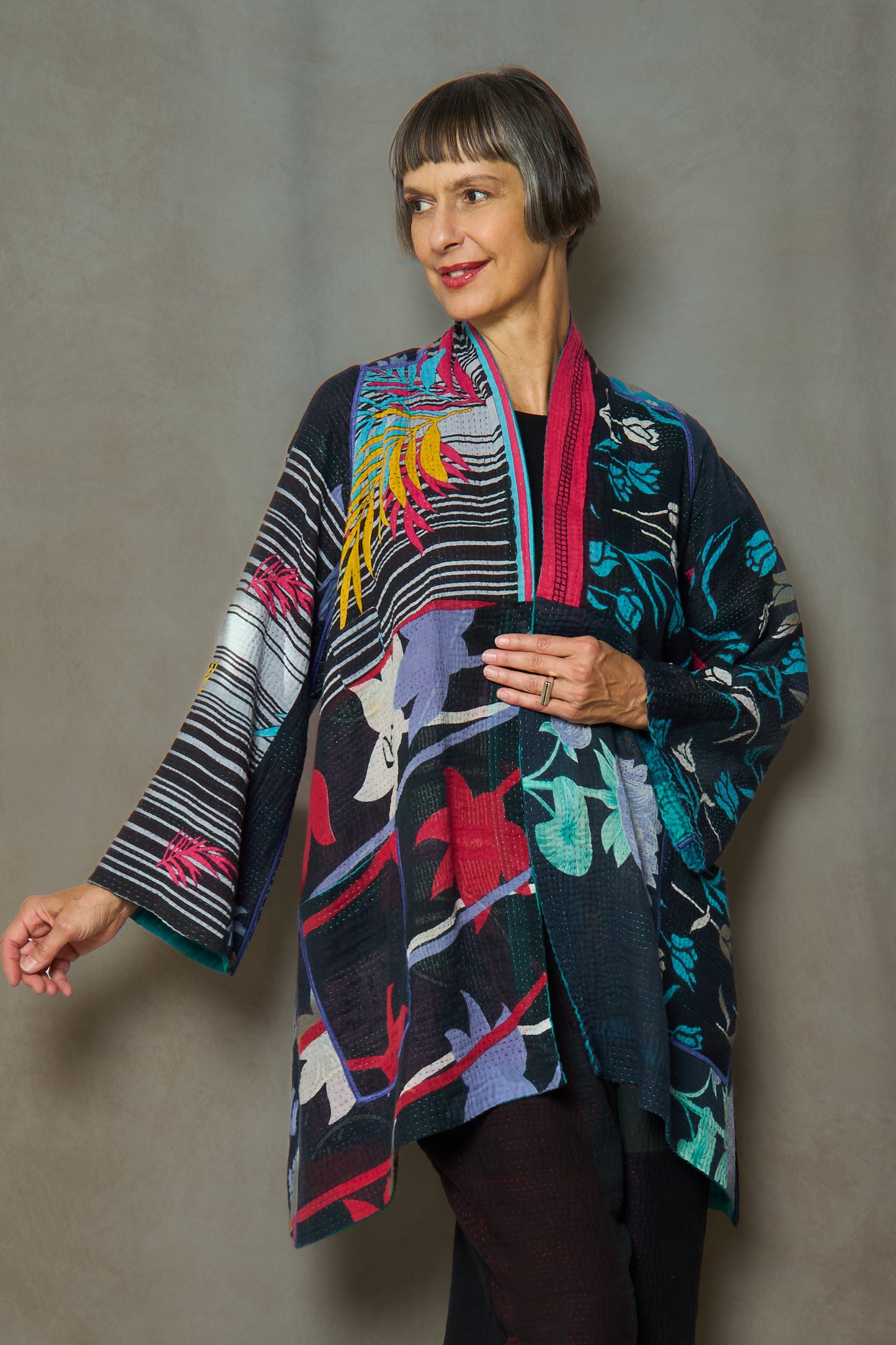 PUZZLE KANTHA A-LINE JKT - pz4003-blu -
