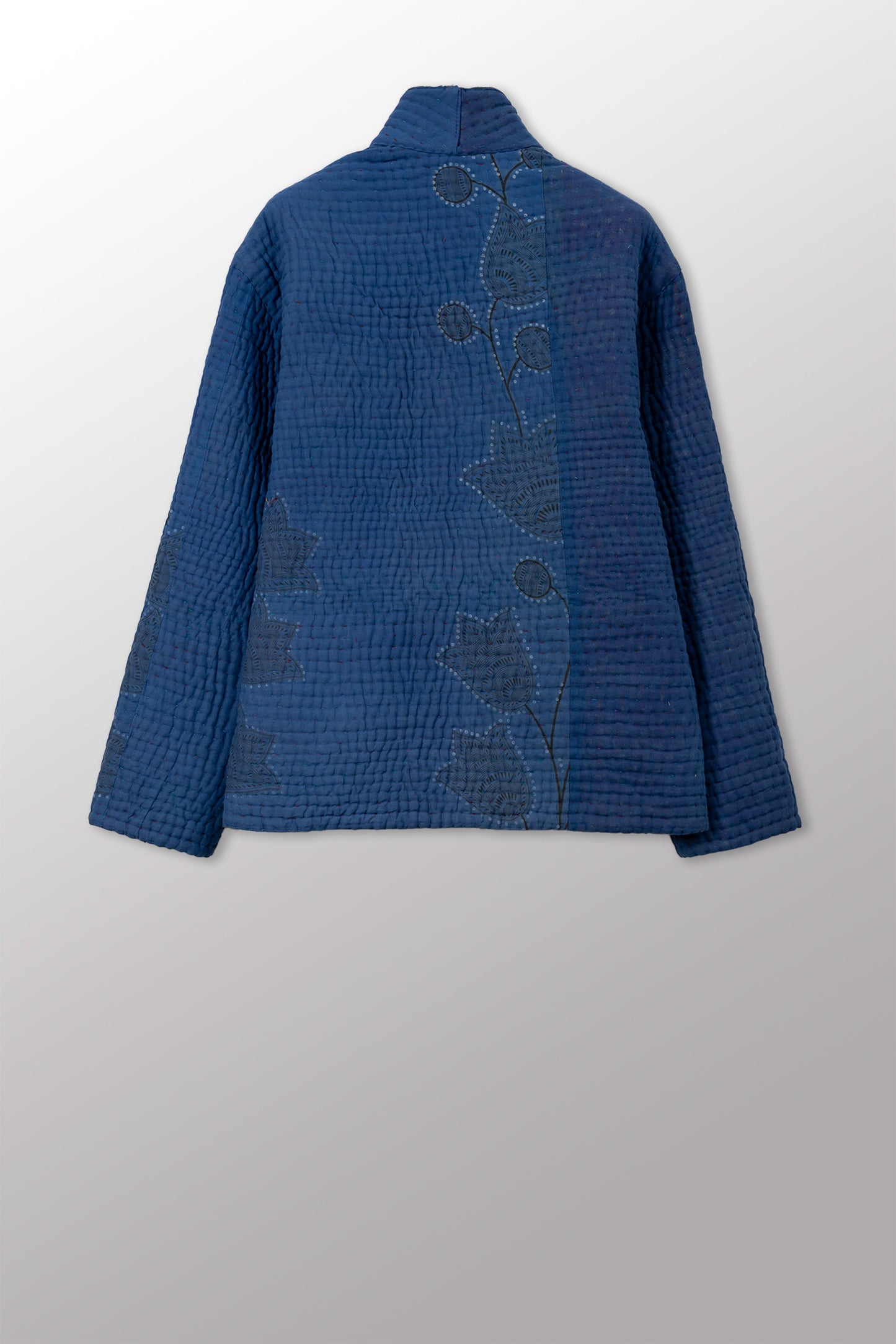 QUILTED OVERDYE COTTON KANTHA MEN'S BLOUSON - oq5040-cblu003m -