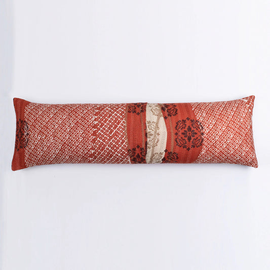 Cotton Ombre Handmade Kantha Lumber Pillow - Orange