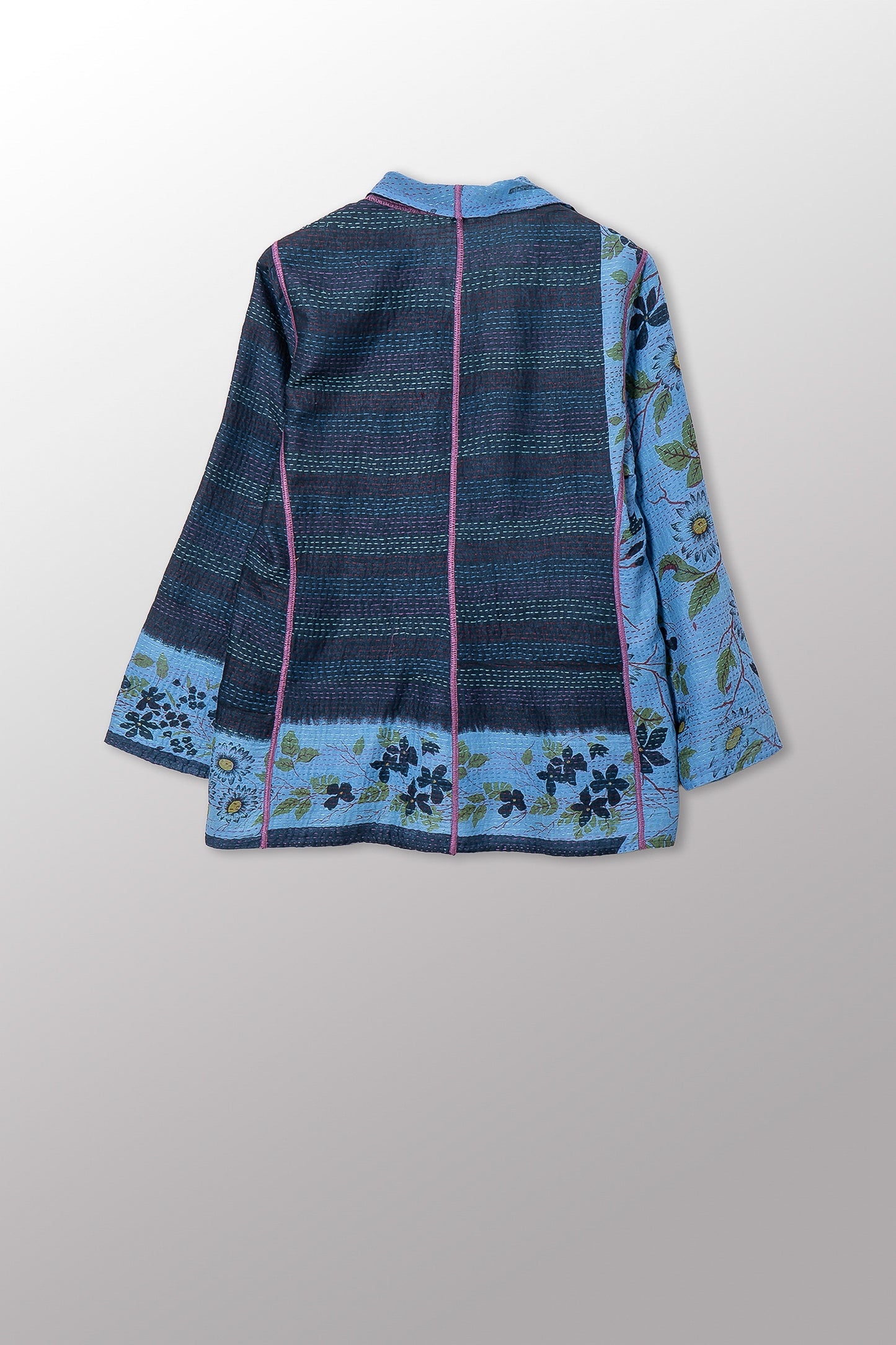 VINTAGE COTTON & NEW VOILE KANTHA SHORT JKT - cn2007-0008m -