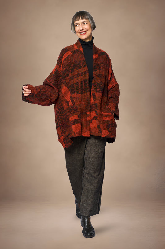 ABSTRACT WAFFLE KANTHA KIMONO WRAP SHORT - bw3358-org -