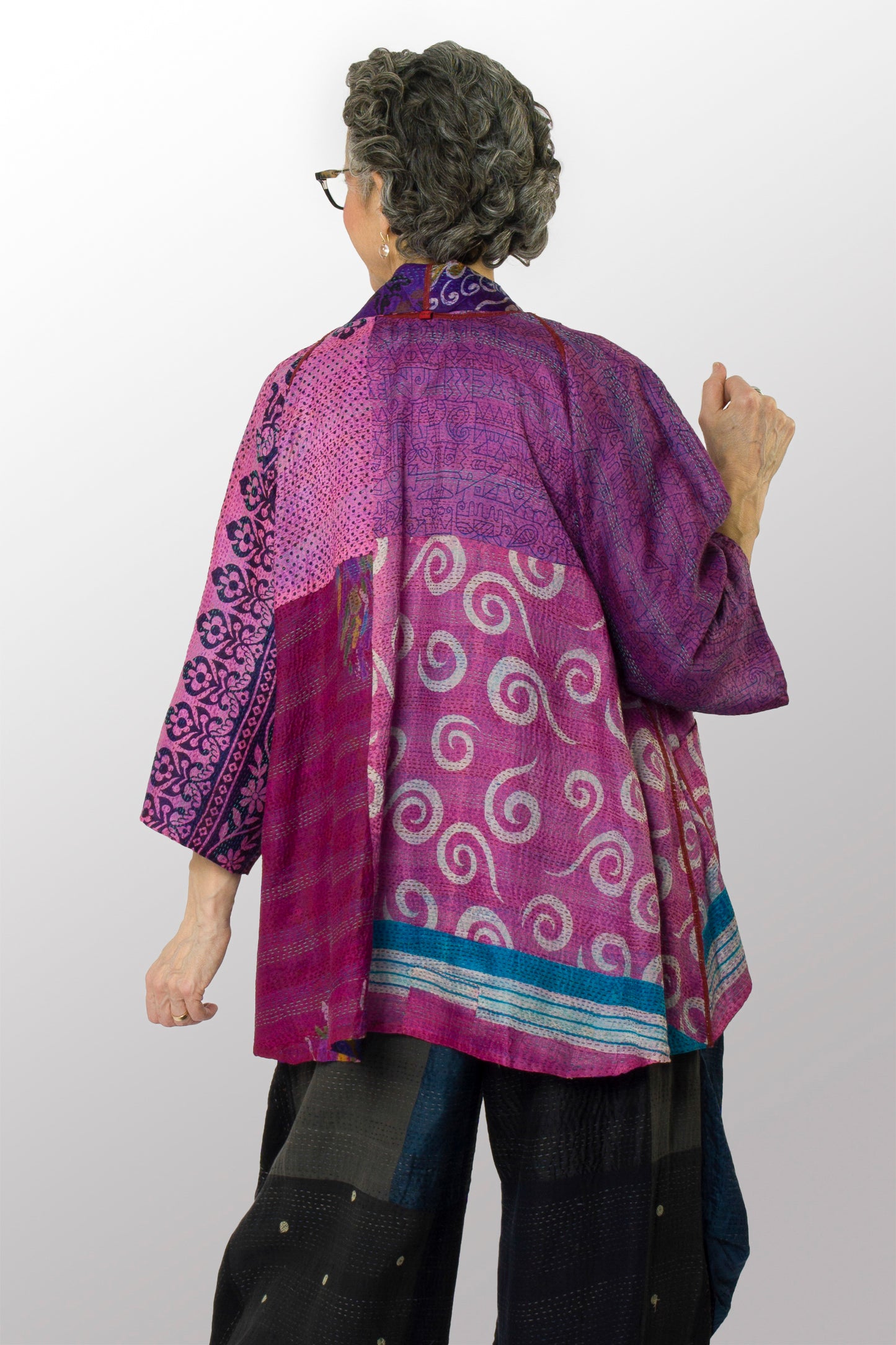 VINTAGE SILK KANTHA KIMONO JKT - sv2004-0031a -