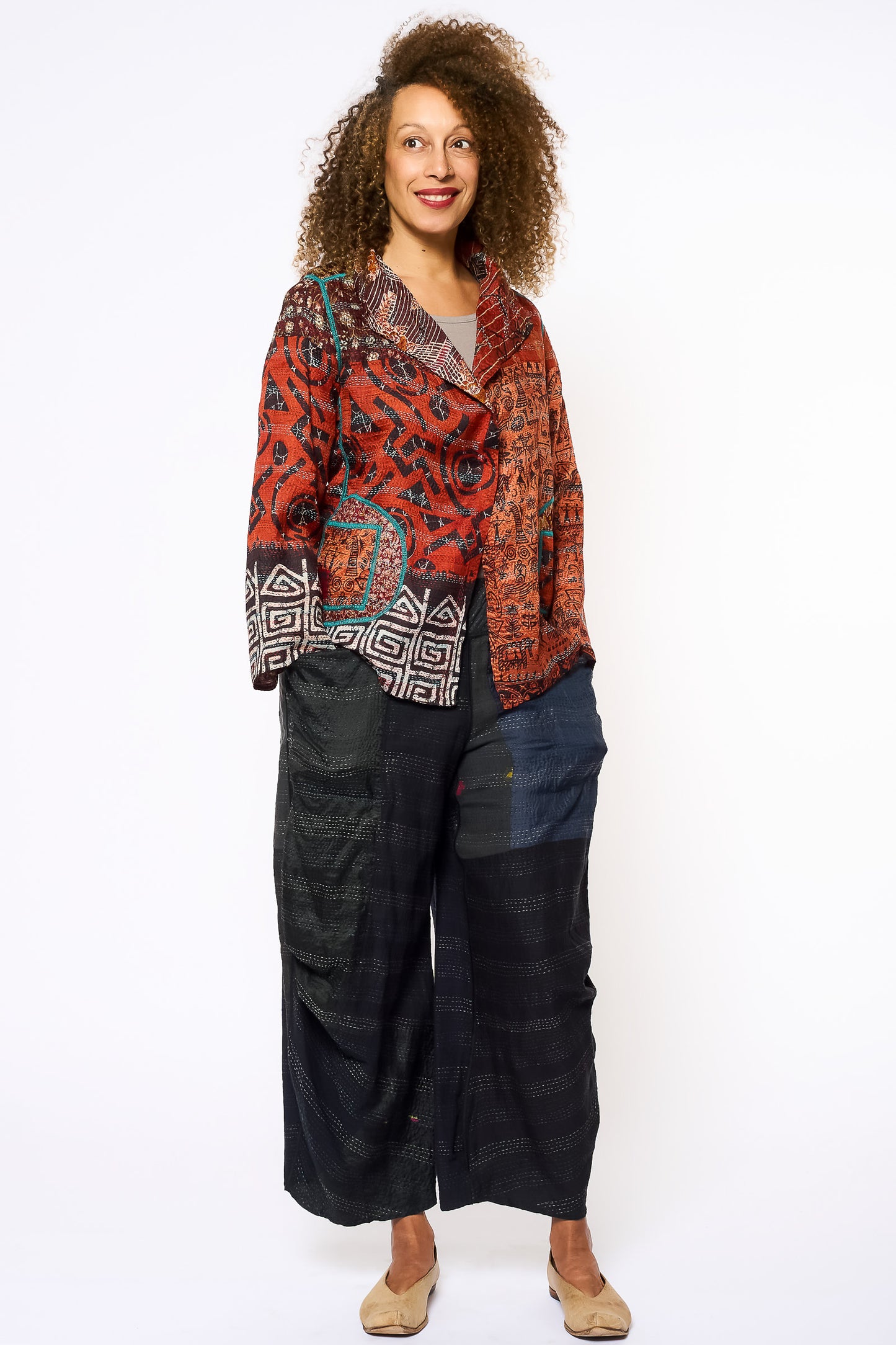 VINTAGE SILK KANTHA SHORT JKT - sv2007-0073m -
