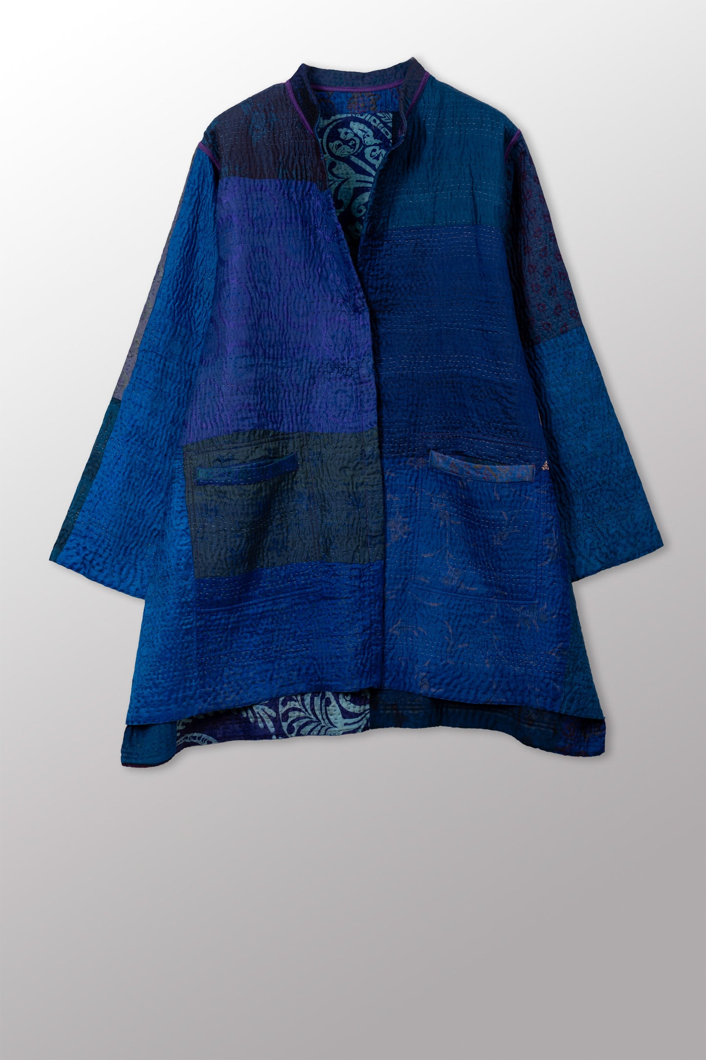 JACQUARD SILK KANTHA KAFTAN JACKET MEDIUM - js4089-cnvy001s -