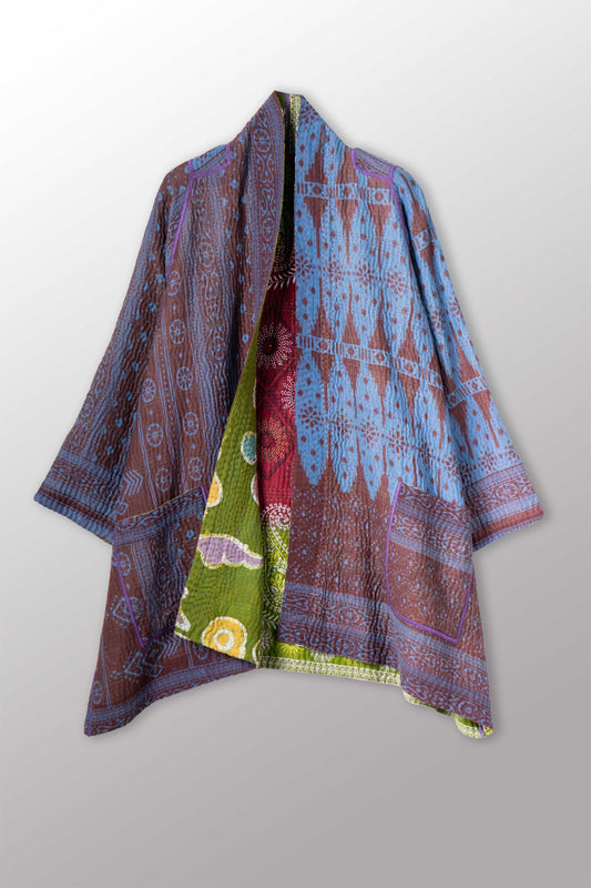 COTTON OVERDYE KANTHA A-LINE JKT - ov4003-cblu035a -