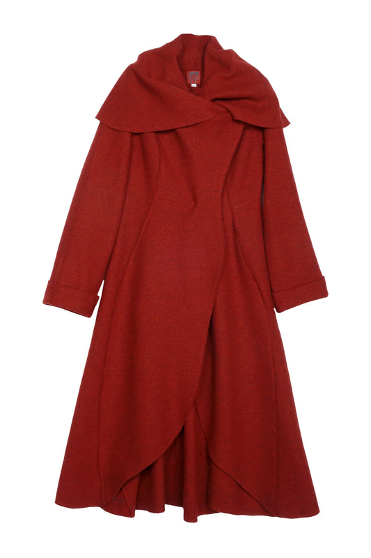 BOILED WOOL LONG COAT - wb1314-red -
