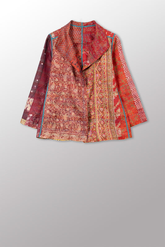 VINTAGE SILK KANTHA SHORT JKT - sv2007-0075s -
