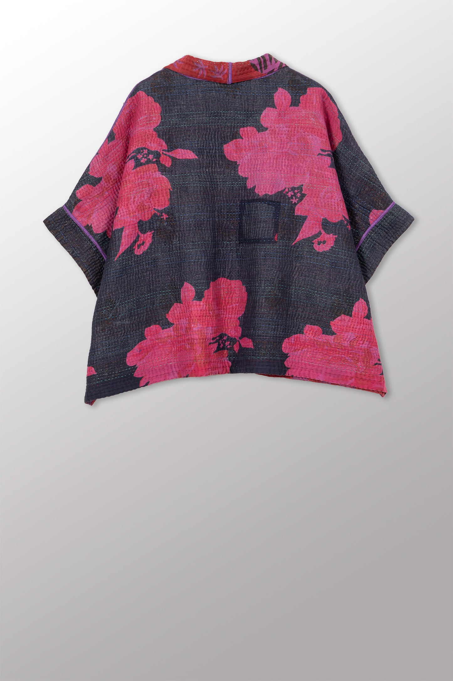 COTTON OVERDYE KANTHA MINI PONCHO - ov4060-cfus006a -