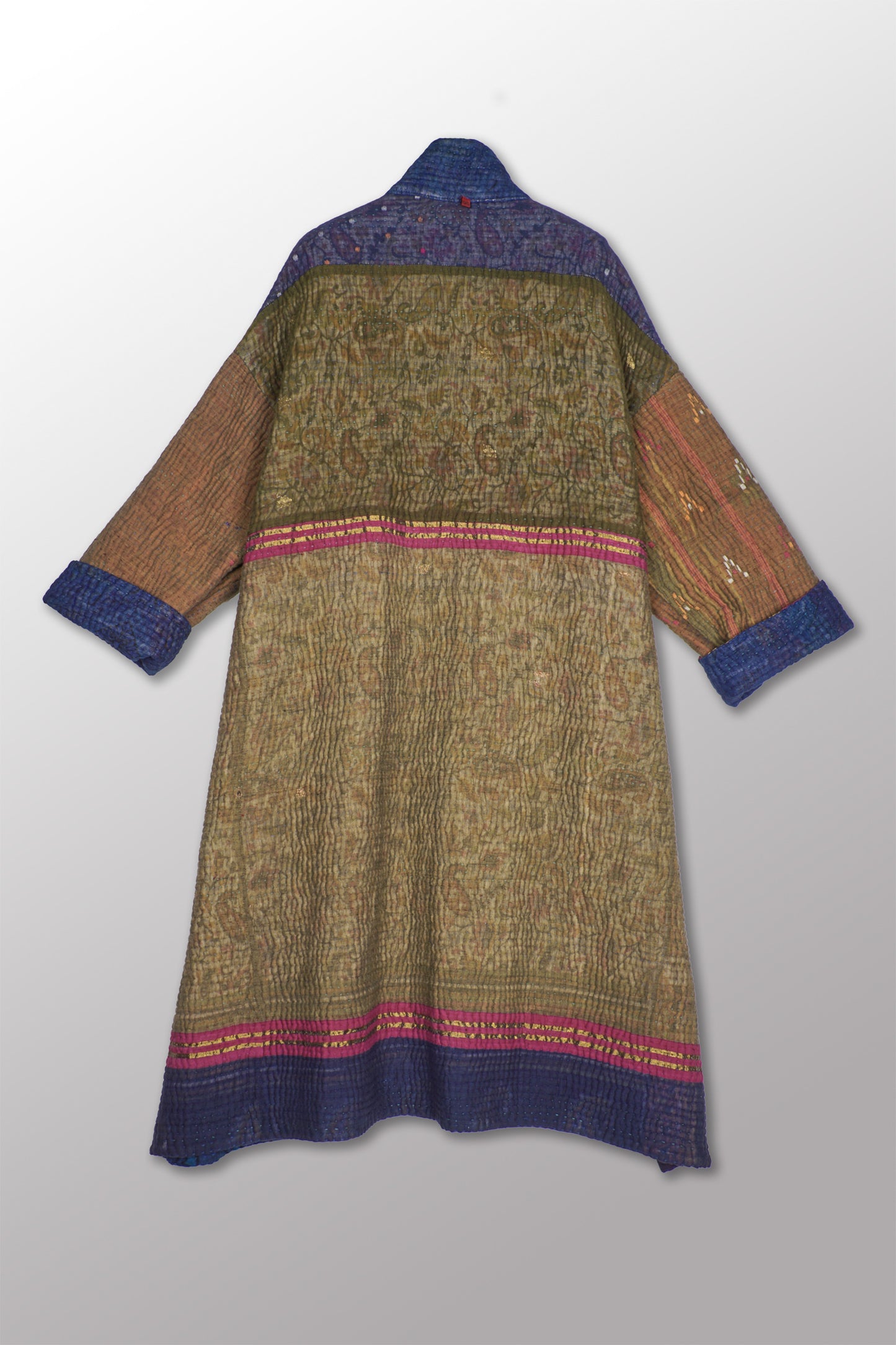 QUILTED OVERDYE COTTON KANTHA NEW OVERSIZED COAT - oq5342-cblu004a -