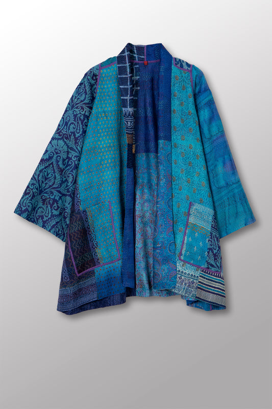 VINTAGE SILK KANTHA A-LINE JKT - sv2003-0395a -