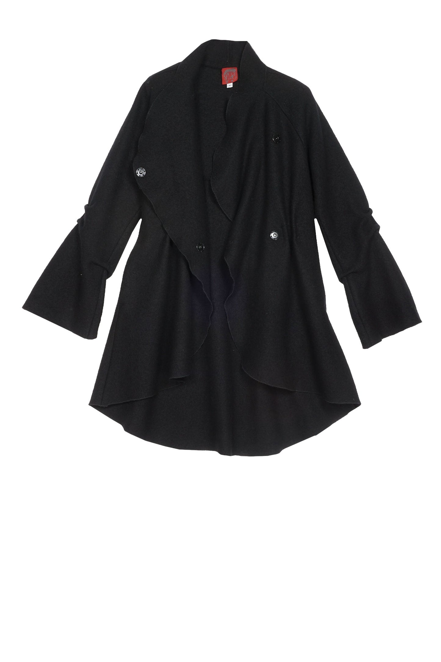 BOILED WOOL TUCKED MEDIUM COAT - wb1315-blk -