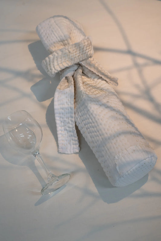Mosaic Fray Handmade Vintage Kantha Wine Bag -Cauliflower