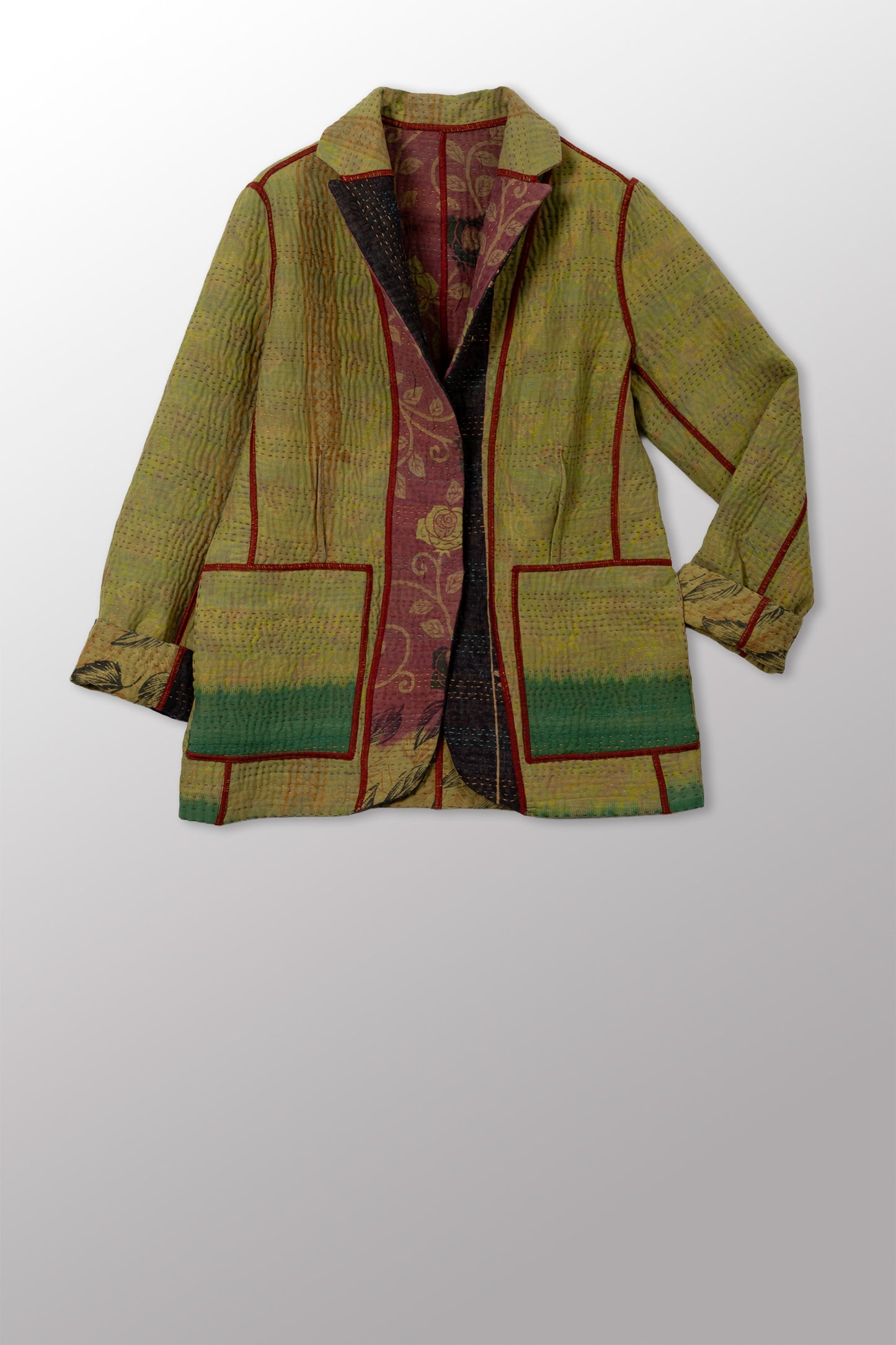 COTTON OVERDYE KANTHA BASIC JKT - ov4052-cgrn001s -