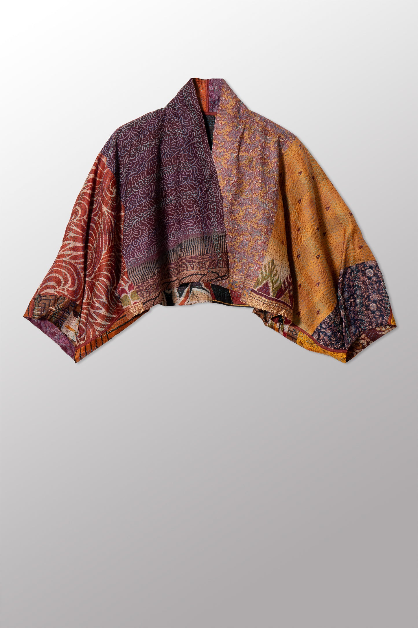 VINTAGE SILK KANTHA PUFF SLV. SHRUG - sv2062-0010a -