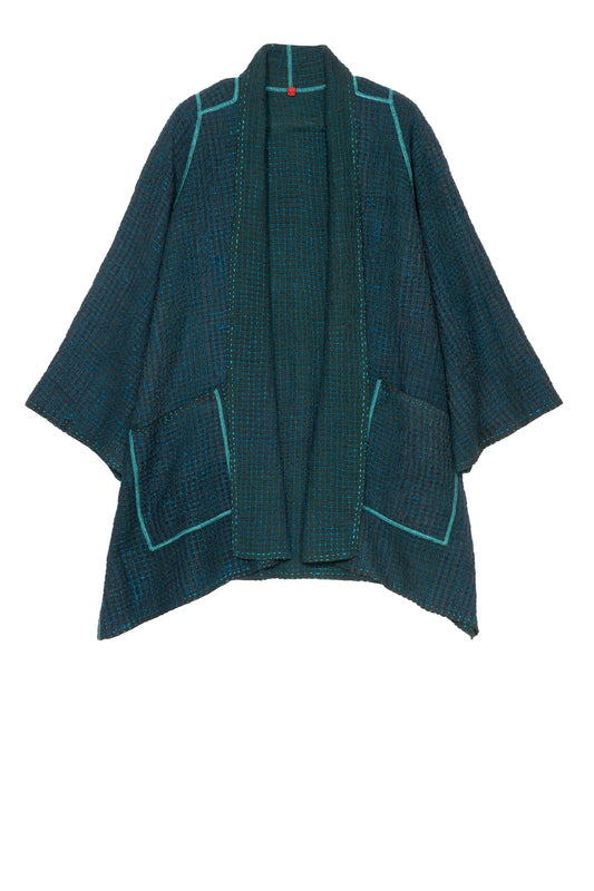 WOOL WAFFLE KANTHA A-LINE JKT - ww3003-tel -