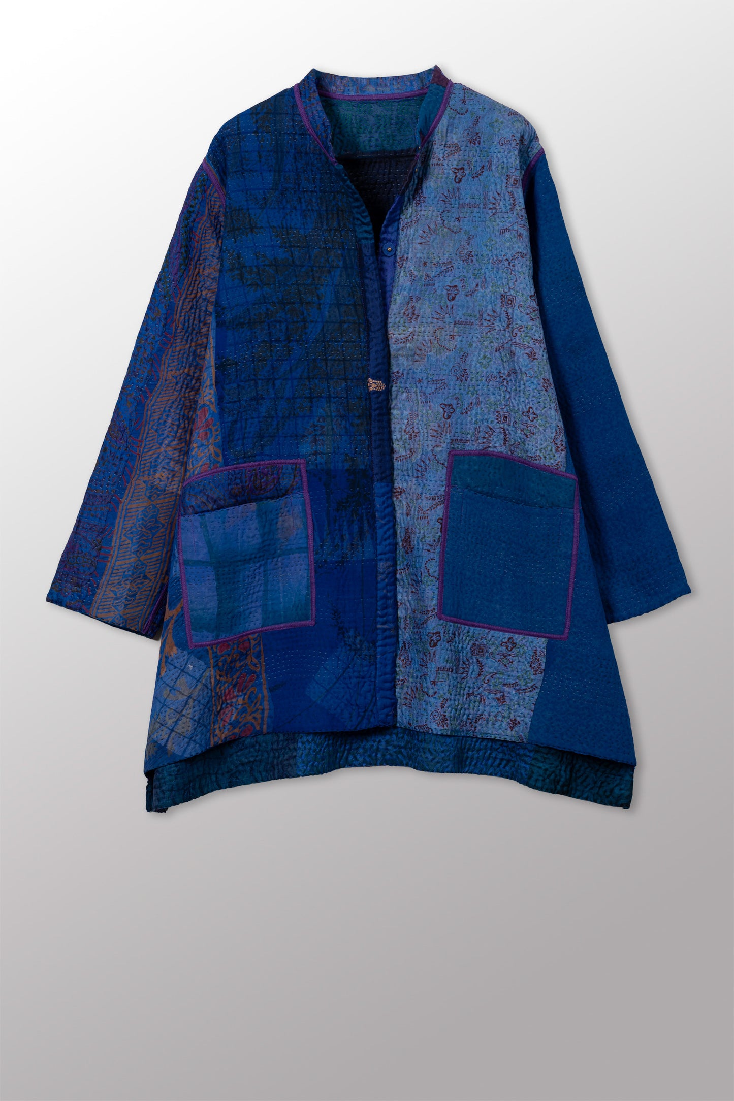 JACQUARD SILK KANTHA KAFTAN JACKET MEDIUM - js4089-cnvy002m -