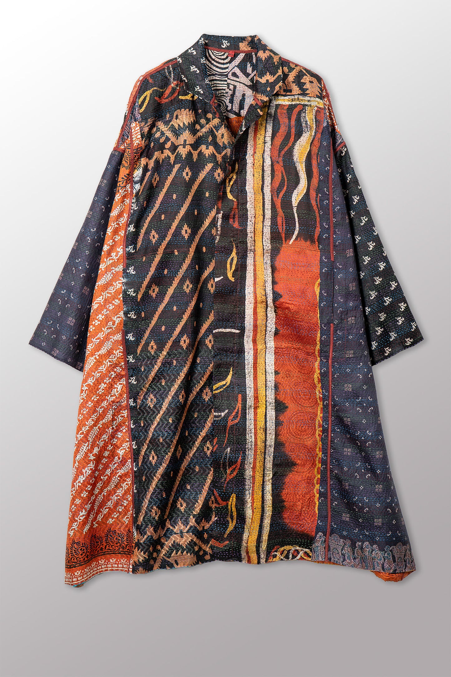 VINTAGE SILK KANTHA NEW OVERSIZED COAT - sv2342-0012a -