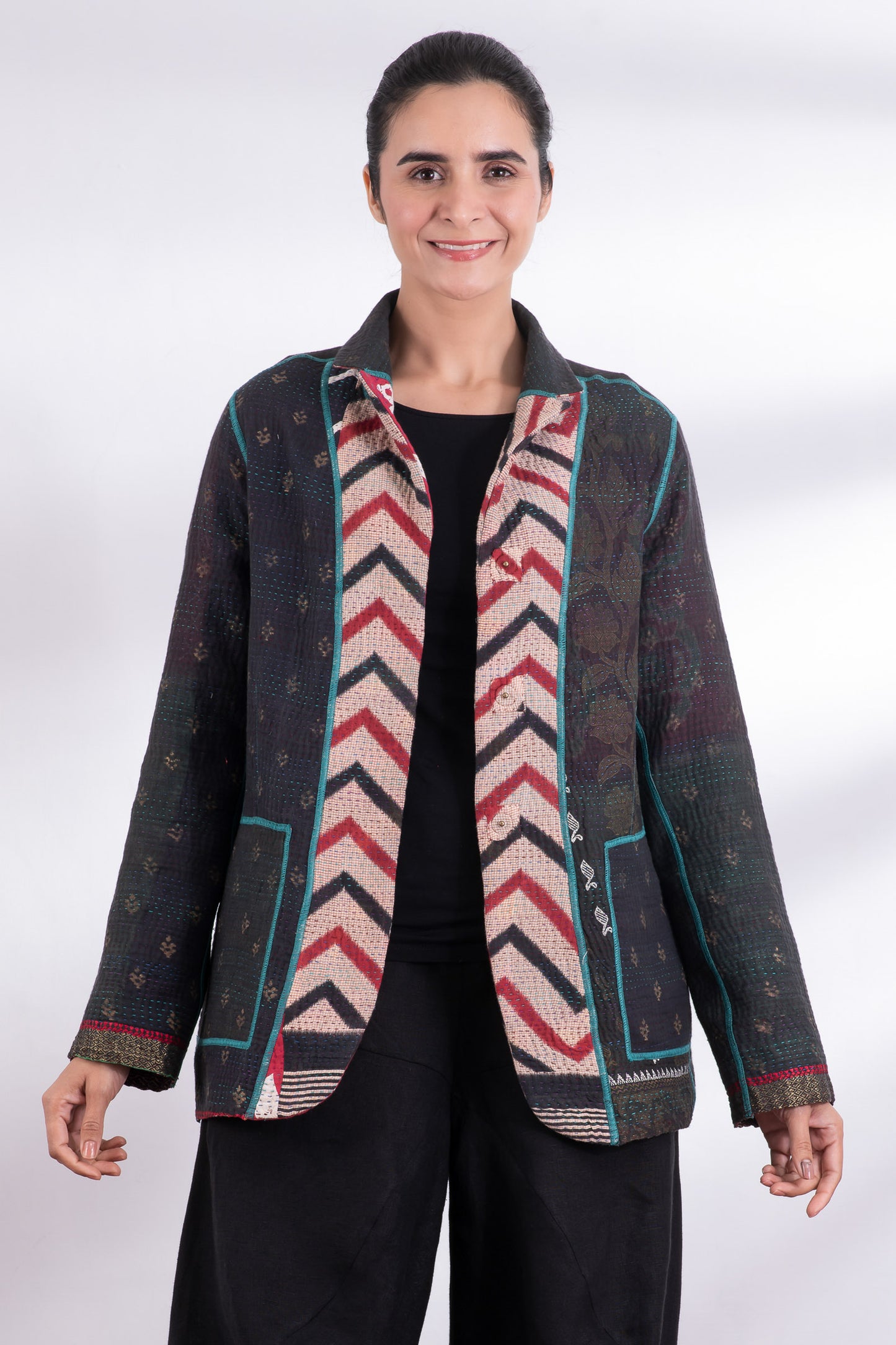 VINTAGE COTTON KANTHA BASIC JKT