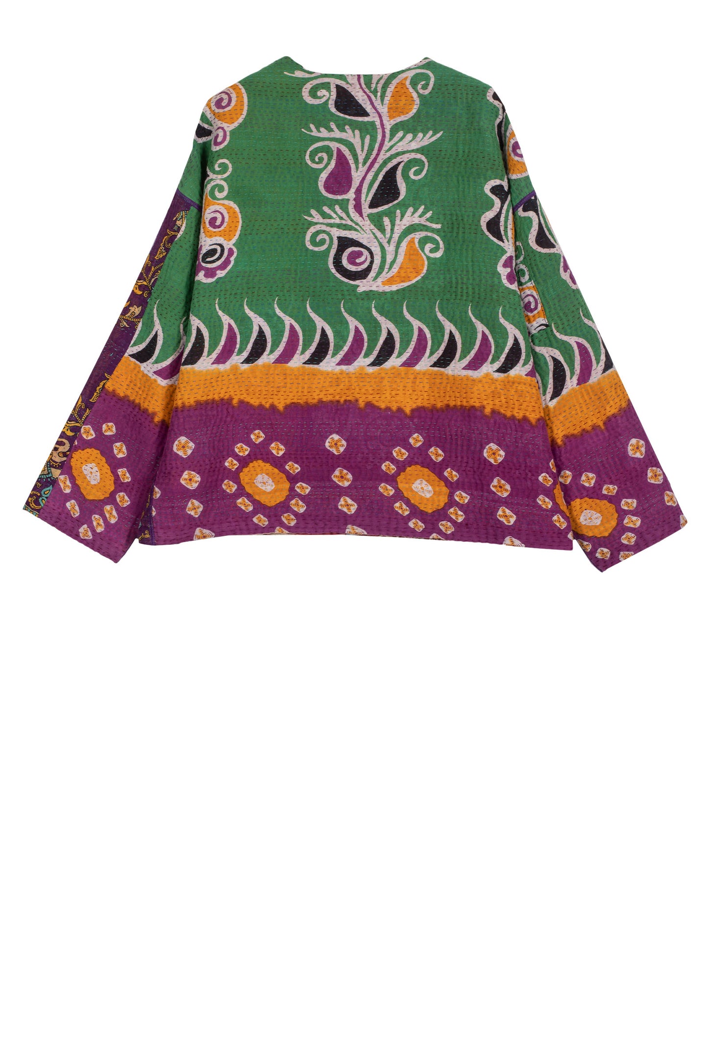 VINTAGE COTTON KANTHA CREW NECK SHORT JKT