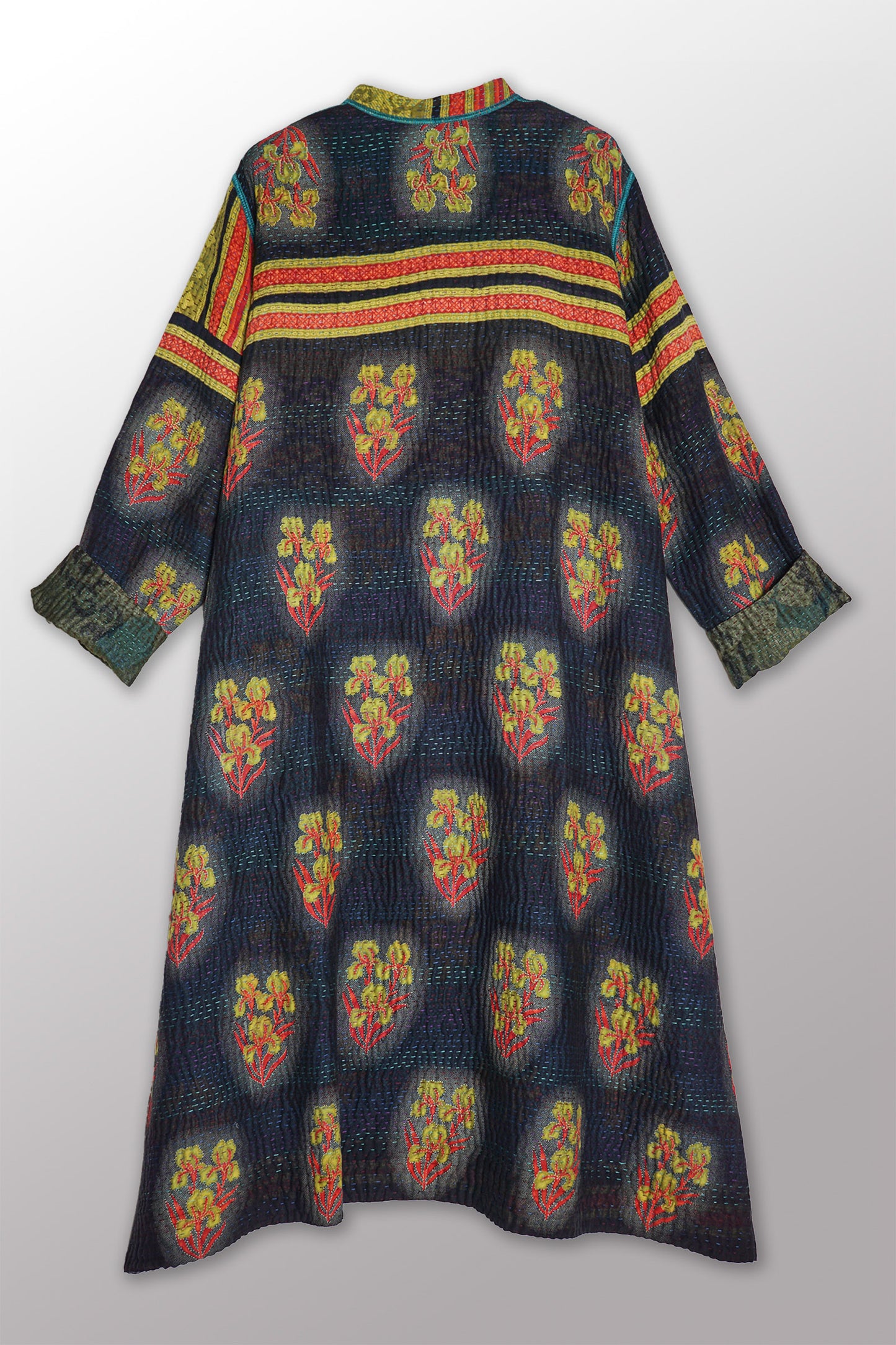 VINTAGE COTTON KANTHA KAFTAN COAT - cv4343-0002s -