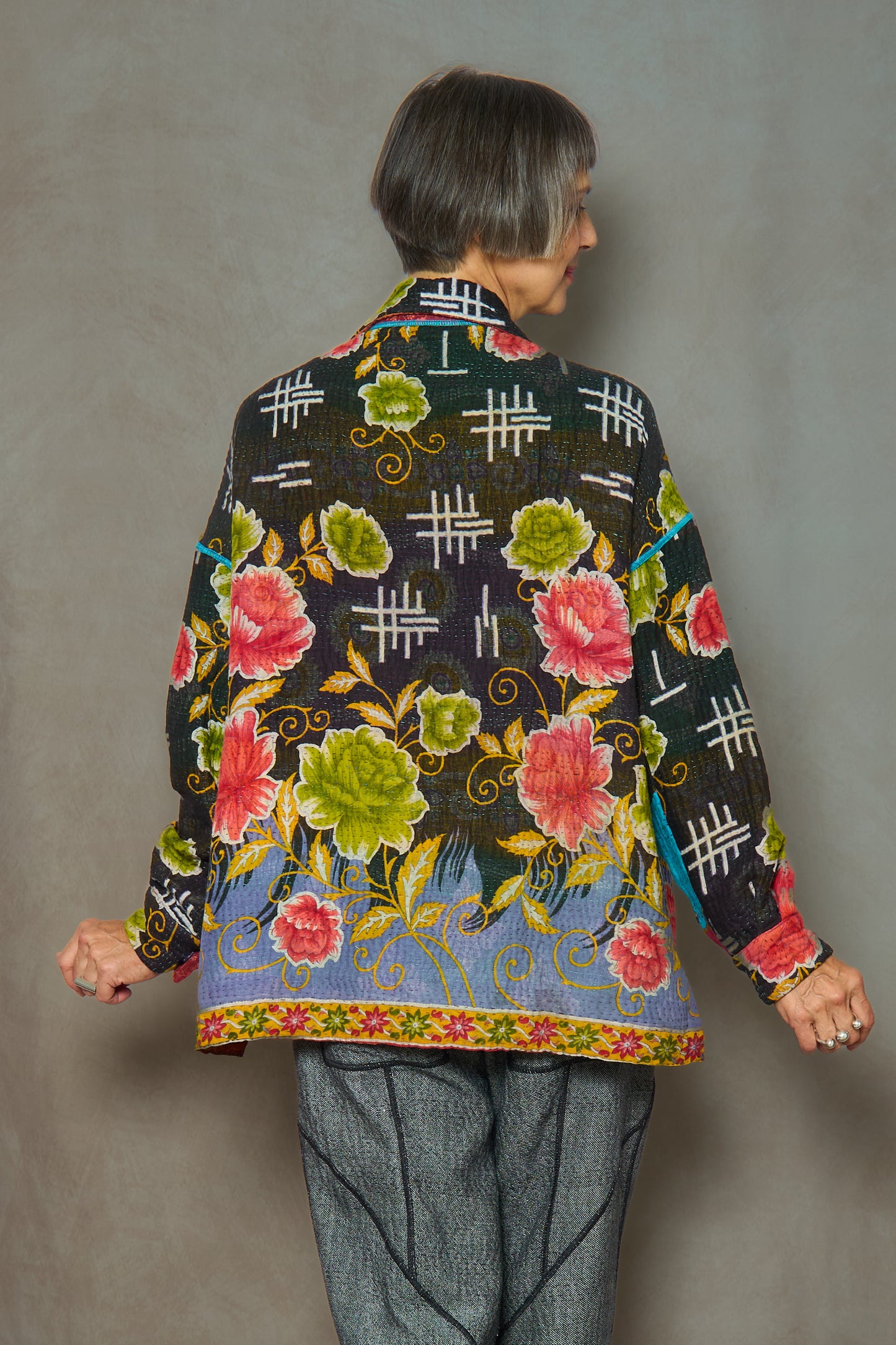 VINTAGE COTTON KANTHA RELAXED SHIRT JACKET - cv4j105-0002s -